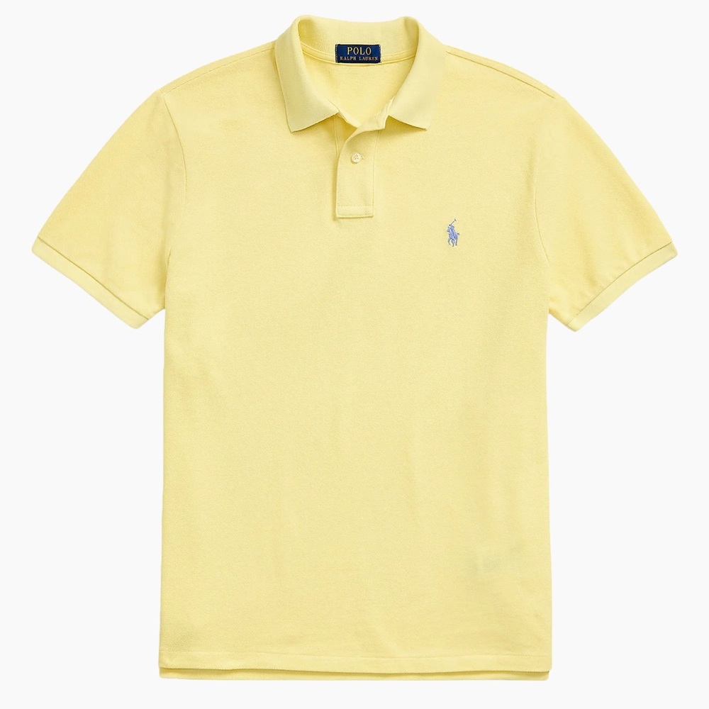 Polo by Ralph Lauren Men's Light Yellow Classic Mesh Polo Shirt - Size L